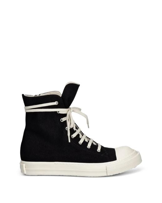 Rick Owens Black Lace-Up Zip-Fastening Sneakers for men