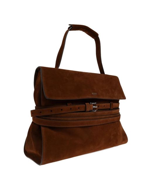 Moschino Brown Belted Top-Handle Tote Bag