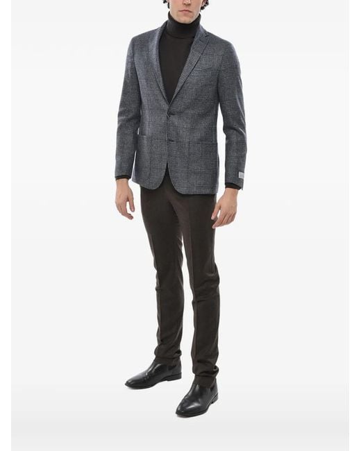 Corneliani Gray Check-Pattern Wool Blazer for men