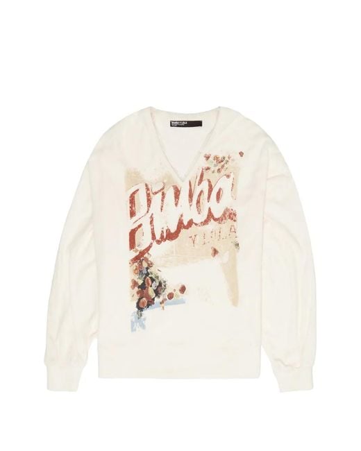Bimba Y Lola White Toweling V-Neck Sweatshirt