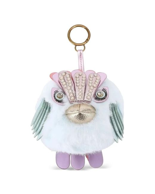 Llavero Con Charm De Águila Y Pompón Kurt Geiger de color White