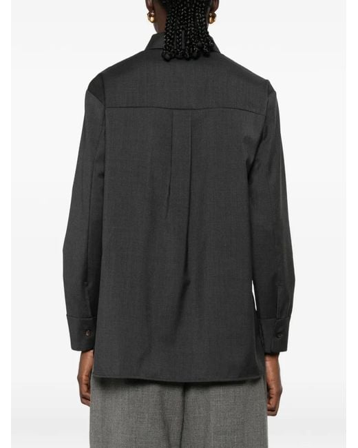 Max Mara Black Button-Up Chest-Pocket Shirt
