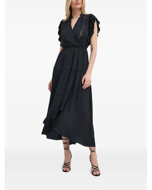 Morgan Women's Blue Ruffled Lace Midi Dress - hulwithkids.com
