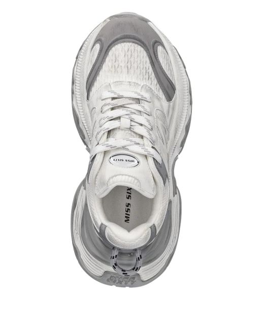 Miss Sixty White Textured-Platform Sneakers