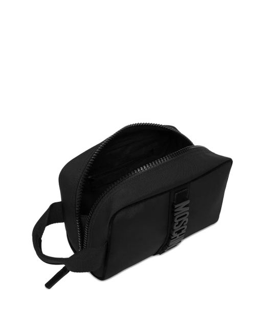 Moschino Black Logo-Plaque Calf Leather Bag for men