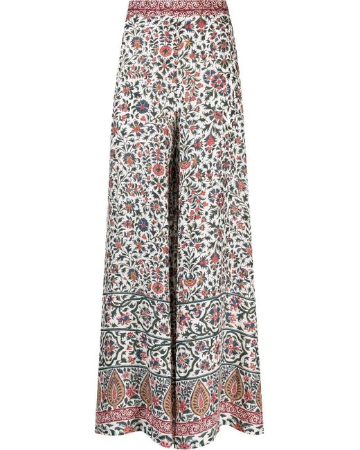 BOTEH White Verbena Paisley-print Palazzo Pants