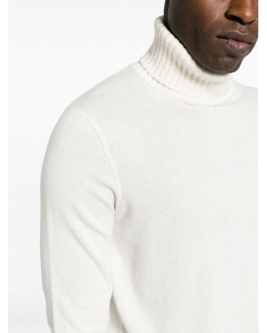 Ballantyne White Roll-Neck Cashmere Jumper for men