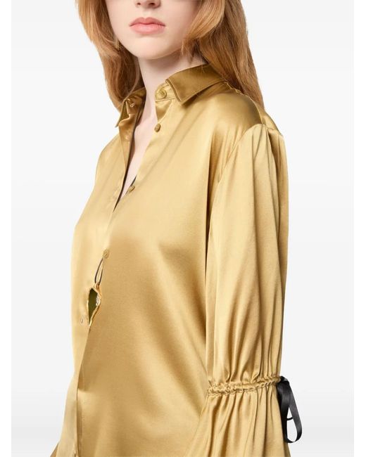 Nina Ricci Metallic Bow-Silk Shirt