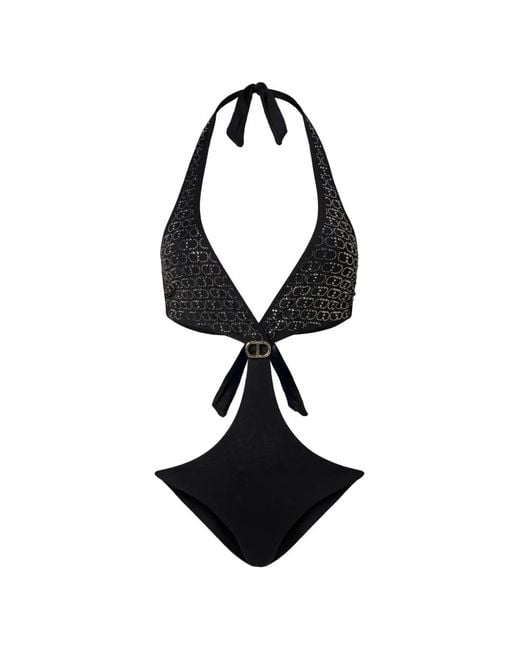 Twinset White Trikini Oval Rhinestone One-Pieces