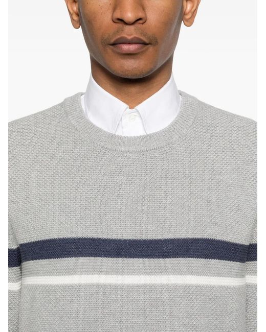 Rossignol Gray Striped Crew-Neck Sweater for men