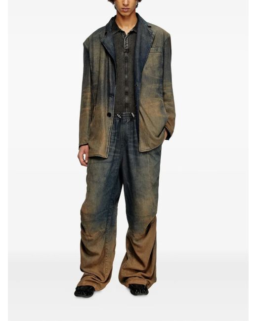 DIESEL Gray Distressed Denim Blazer