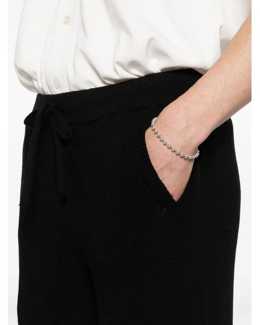 Laneus Black Drawstring Raw-Edge Shorts for men