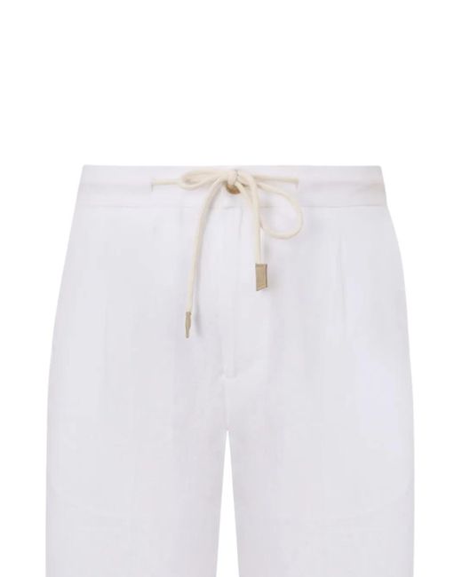 Gran Sasso White Linen Shorts for men