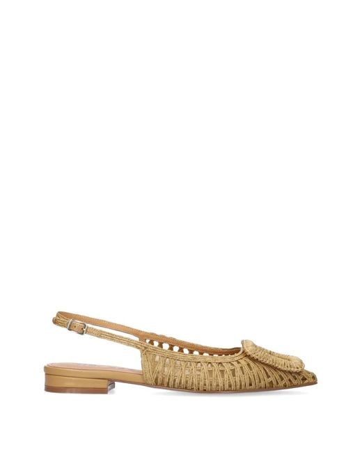 Bibi Lou Natural Woven Buckle-Detail Ballet Flats