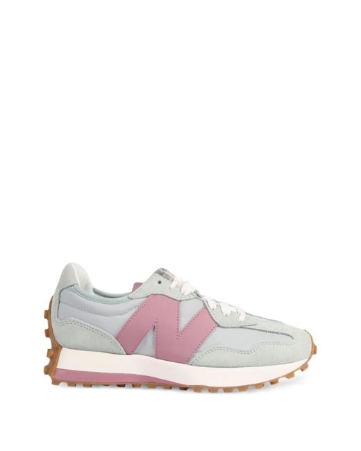 New Balance Pink 327 Suede-Panelled Sneakers