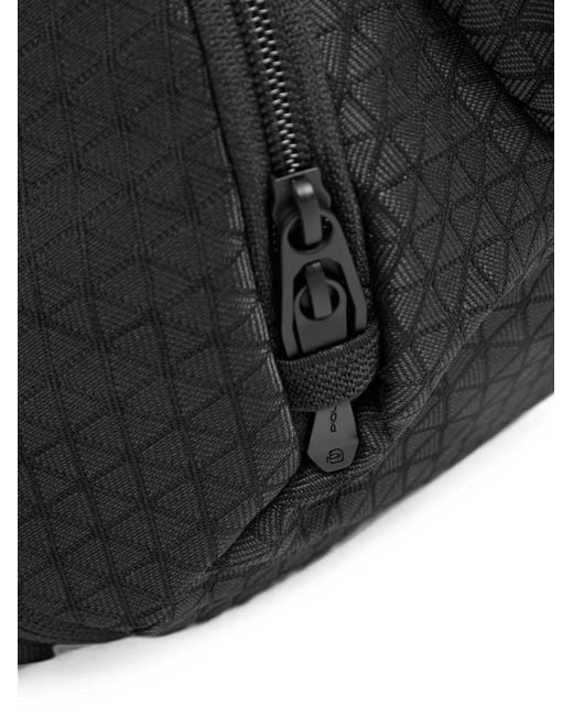 Piquadro Black Foldable Expandable Backpack for men