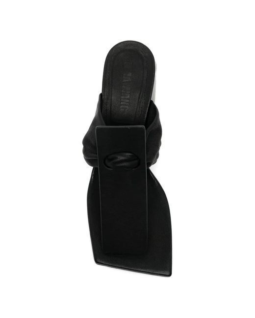 Uma Wang Black Knotted Square-Toe Sandals