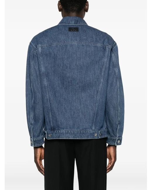 Fendi Blue Logo-Patch Denim Jacket for men