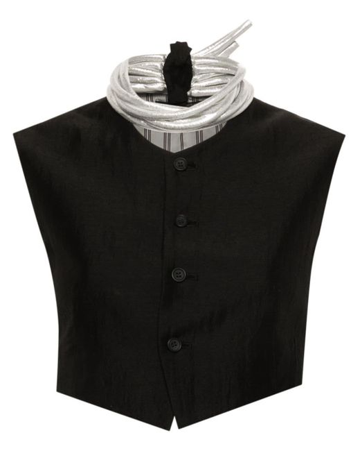 Yohji Yamamoto Black Detachable-collar Twill Vest