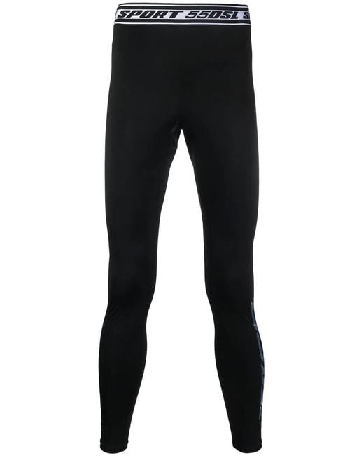 DIESEL Black Logo-Waistband Detail Leggings for men