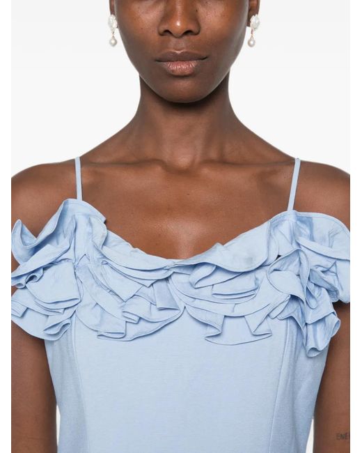 Stine Goya Blue Ruffled Spaghetti-Strap Dress