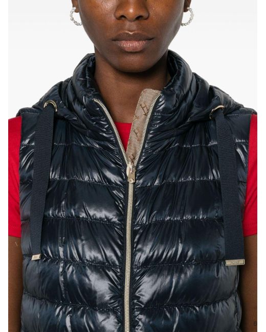 Herno Black Quilted Hooded Gilet