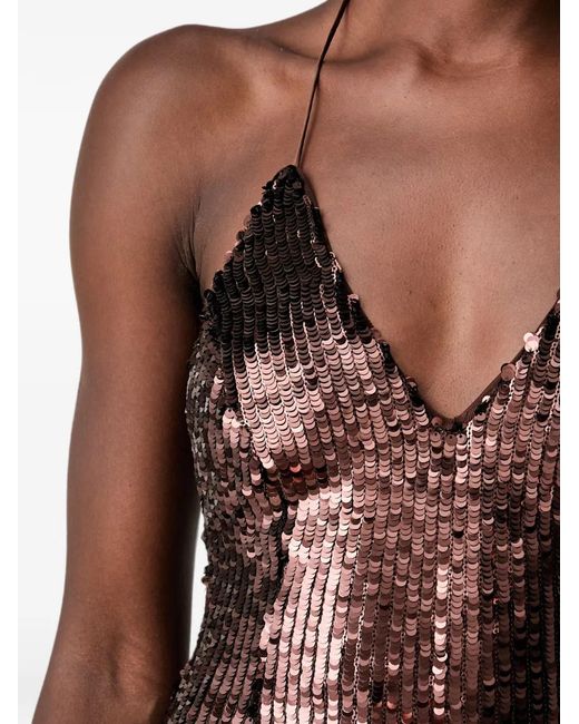 Bardot Brown Santina Sequin-Embellished Side-Slit Midi Dress
