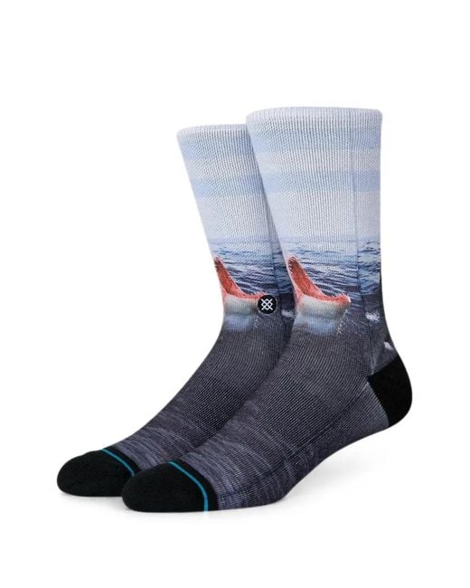 Stance Blue Landlord Shark-Print Socks for men
