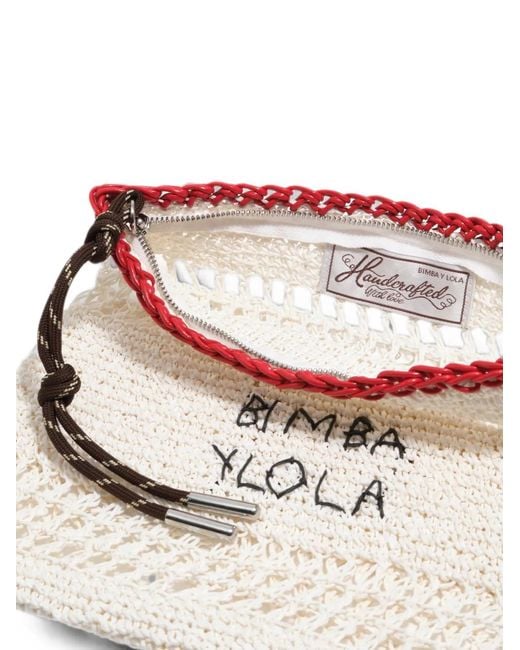 Bimba Y Lola Gray Medium Raffia-Effect Handbag