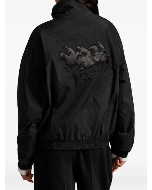 Polo Ralph Lauren Black Embroidered-Logo Panelled Jacket