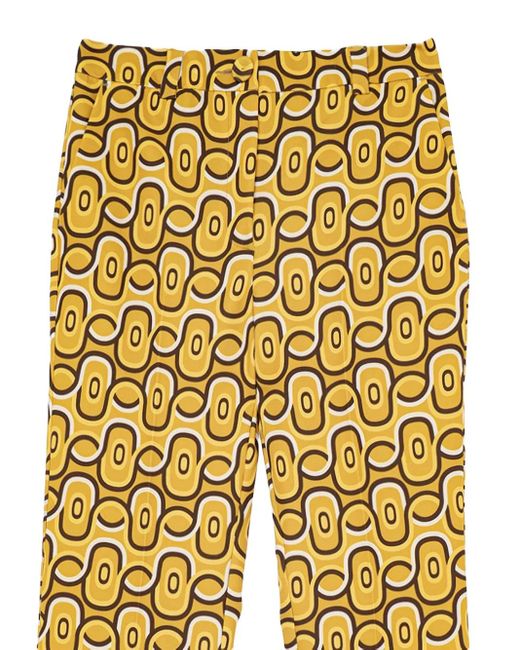 Maliparmi Yellow Geometric-Pattern Flared Trousers