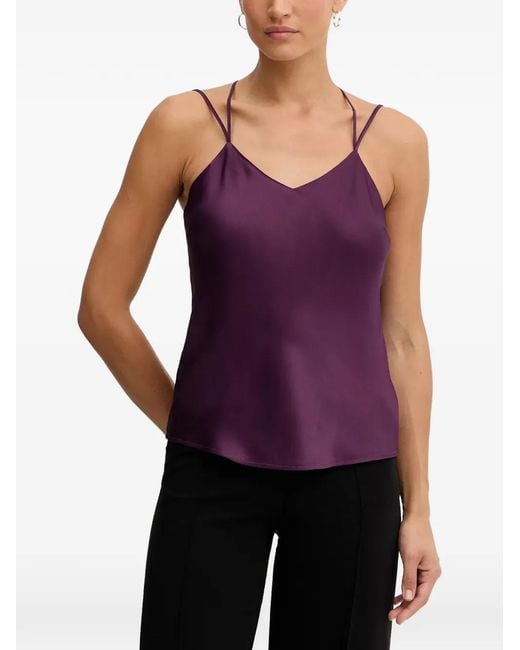 Twinset Purple V-Neck Strap Top