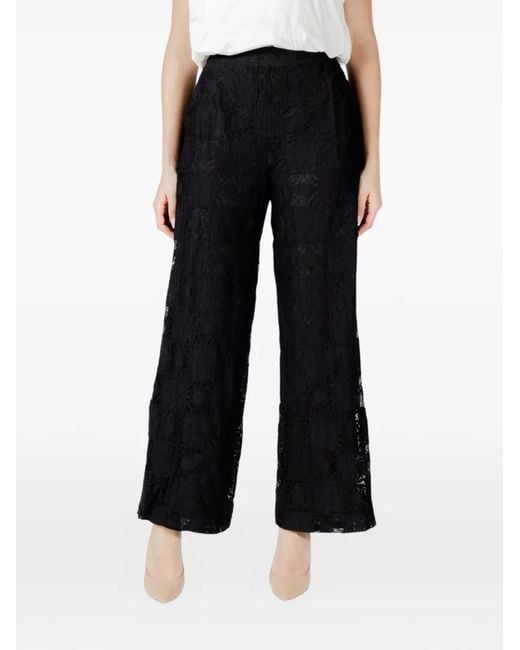 Vila Black Lace Flared Trousers