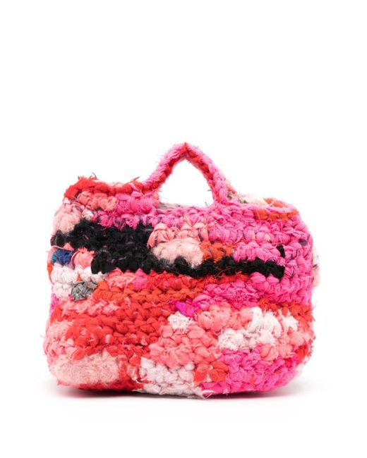 Daniela Gregis Pink Crochet Tote Bag