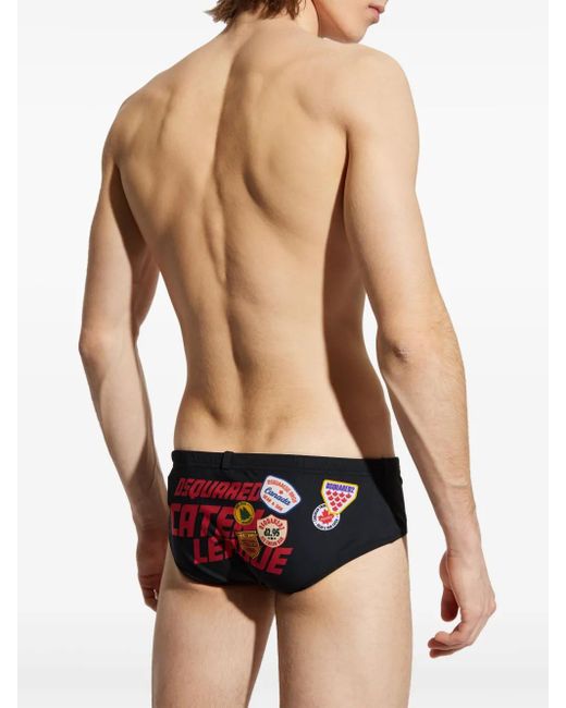 DSquared² Black Logo-Print Swim Trunks for men