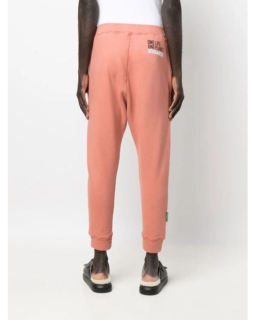 DSquared² Pink Slogan-Print Track Pants for men