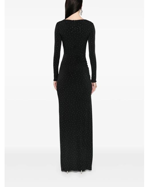 Nissa Black Crystal-Embellished Maxi Dress