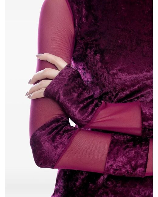 Amir Slama Purple X Astrid Mesh-Panel Top