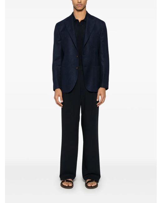 Eleventy Blue Linen, Wool And Silk Blazer for men