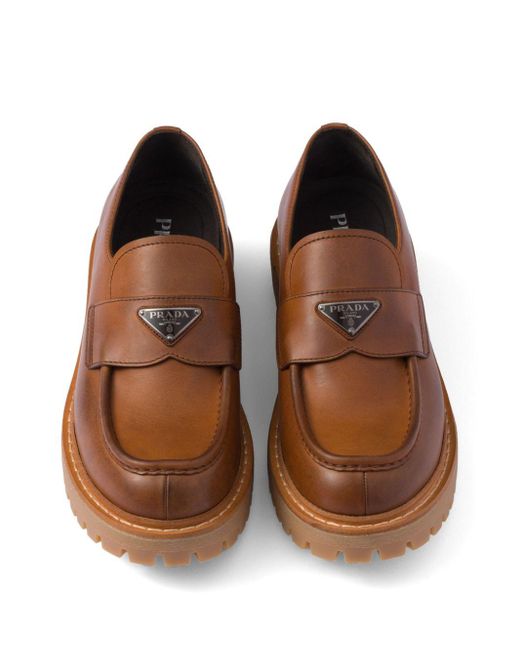 Prada Brown Leather Loafers for men