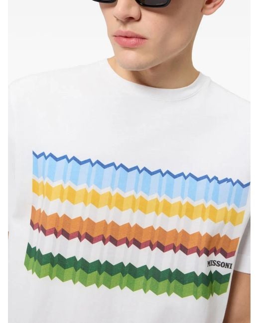 Missoni White Zigzag-Print T-Shirt for men