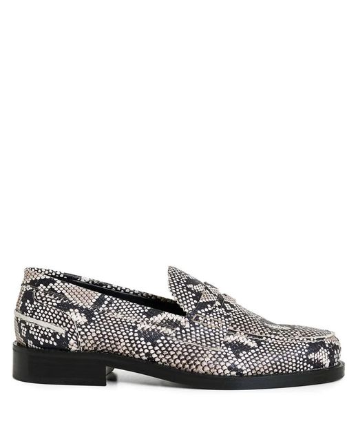 Essentiel Antwerp Gray Snake-Effect Loafers
