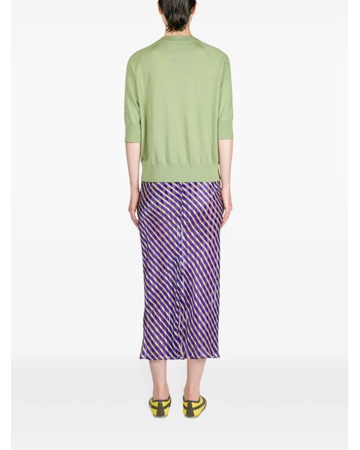Dries Van Noten Purple Devoré Midi Skirt
