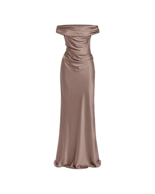The Sei Natural Bardot Draped Maxi Gown