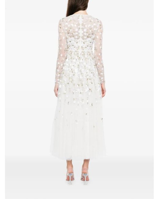 Needle & Thread White Trailing-Roses Ankle Gown