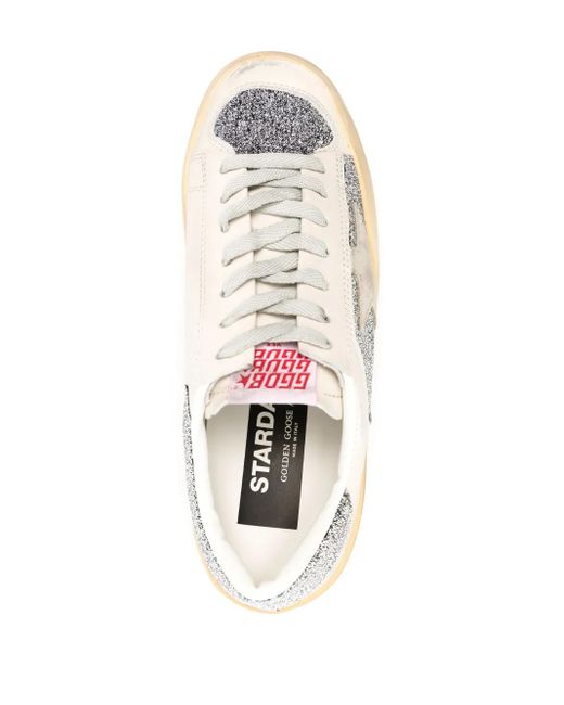 Golden Goose Deluxe Brand Natural Stardan Crystal-Embellished Leather Sneakers
