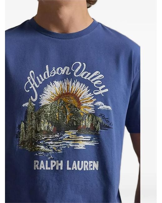 Polo Ralph Lauren Blue Graphic-Print T-Shirt for men