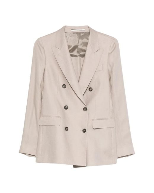 Tagliatore Natural Parigi Double-Breasted Peak-Lapel Blazer