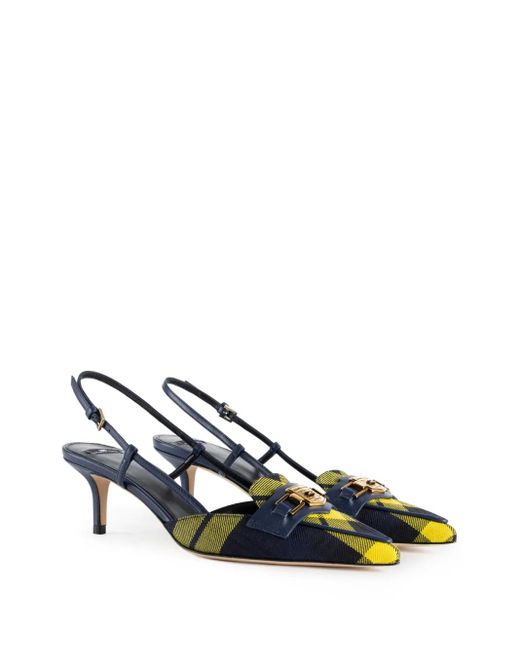 Elisabetta Franchi Blue Tartan Pumps