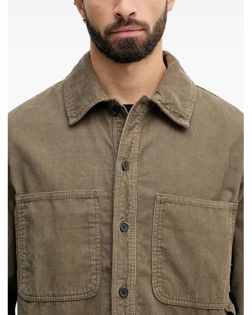 ARMANI EXCHANGE Brown Patch-Pocket Corduroy Shirt for men
